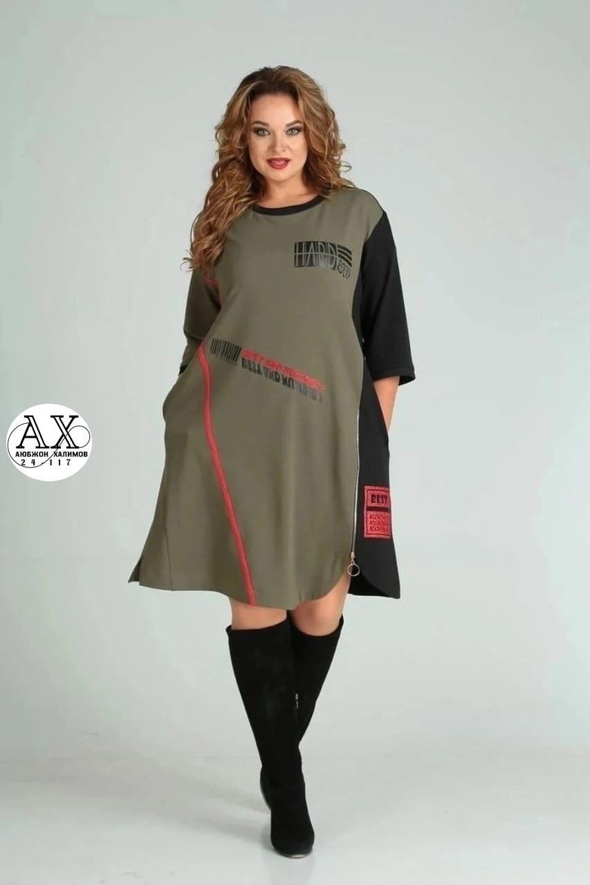 платье женская,трикотажное женское платье,платье sandyna 13628 хаки,платье туника,белорусские платья