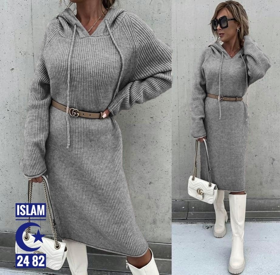 платье с капюшоном,теплое вязаное платье,платье вязаное,трикотажное платье,теплое платье с капюшоном