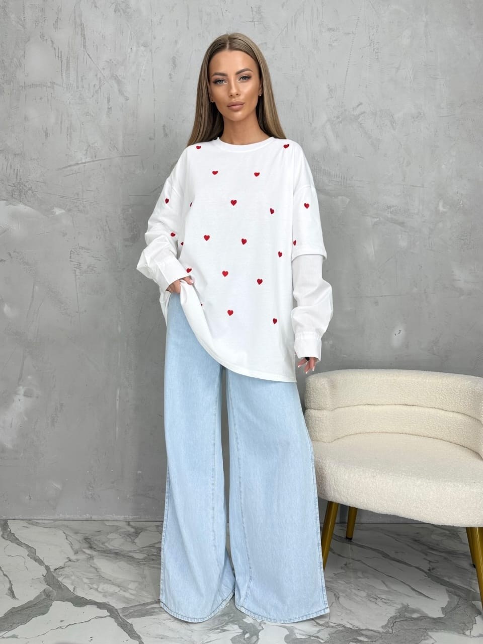 cвитшот женский оверсайз,женская кофта,теплый свитшот,свитшот с сердечками,футболка оверсайз с