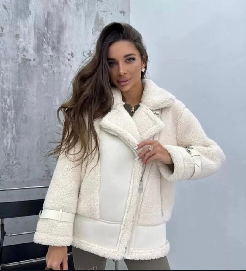 стильная дубленка,зимняя дубленка,белая дубленка,дубленка короткая,дублёнка авиатор женская 2025
