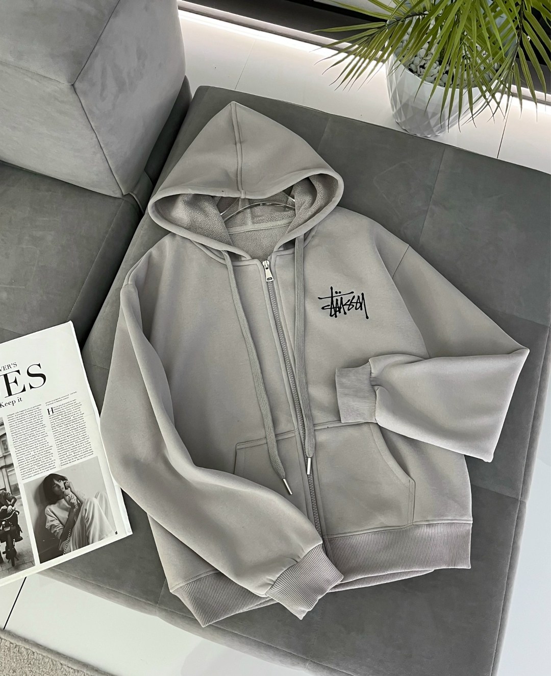 зип худи stussy,толстовка stussy,худи серое,stussy basic stussy zip hoodie,толстовка с капюшоном