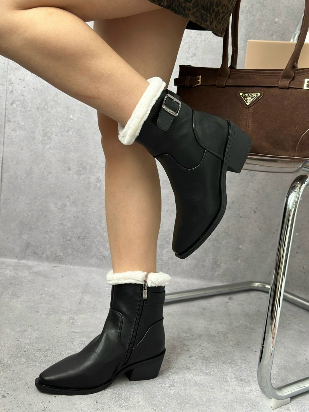 женские зимние ботинки из натуральной кожи на,ботинки miu miu,женская зимняя ,,ботинка женские зимние