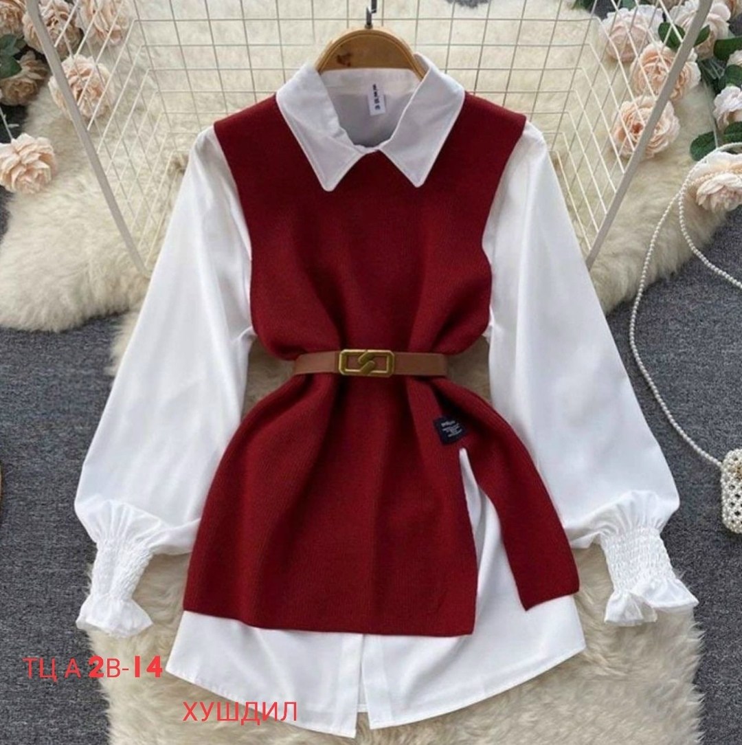 рубашка с жилеткой женская,жилетка тканевая на рубашку женская,трикотажный жилет с поясом,костюмы двойки,жилетка женская