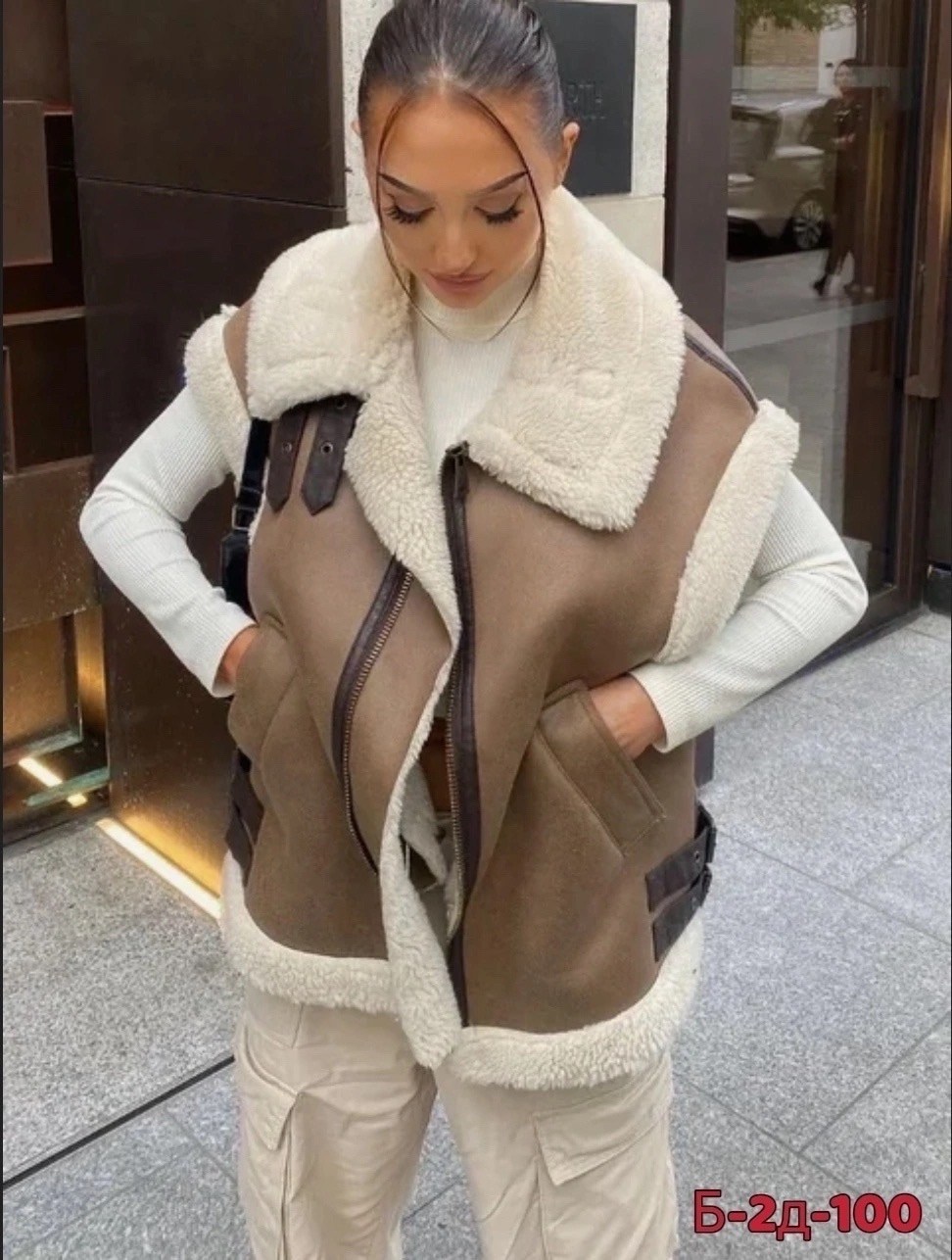 жилетка дубленка,стильная жилетка,жилетка дубленка зара,комбинированные жилетки,стильная дубленка женская