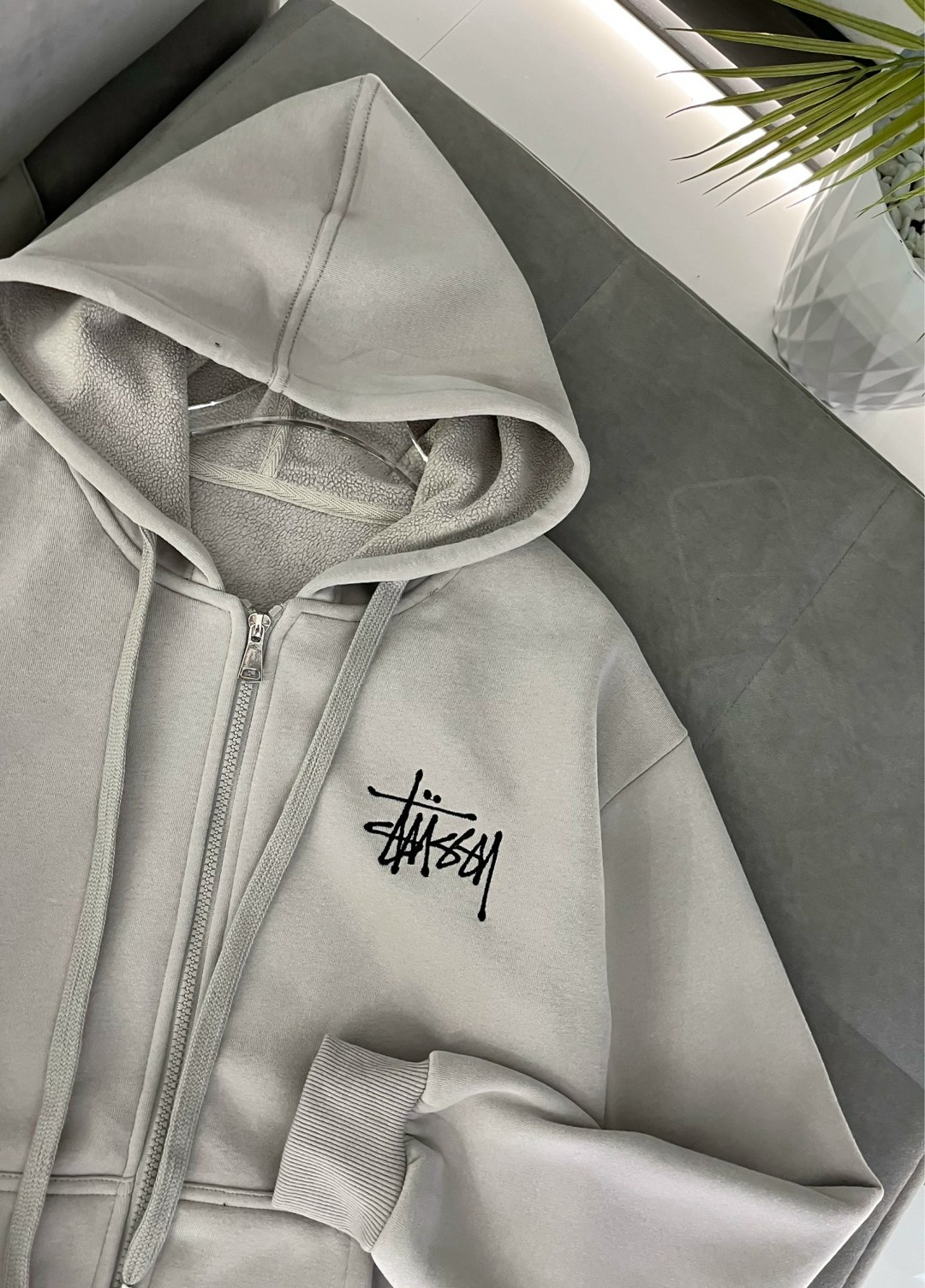 зип худи stussy,толстовка stussy,худи серое,stussy basic stussy zip hoodie,толстовка с капюшоном