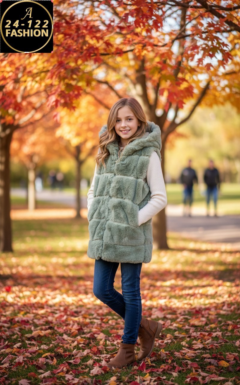 осенние фотосессии,ребенок,меховая жилет,осень,осень дети