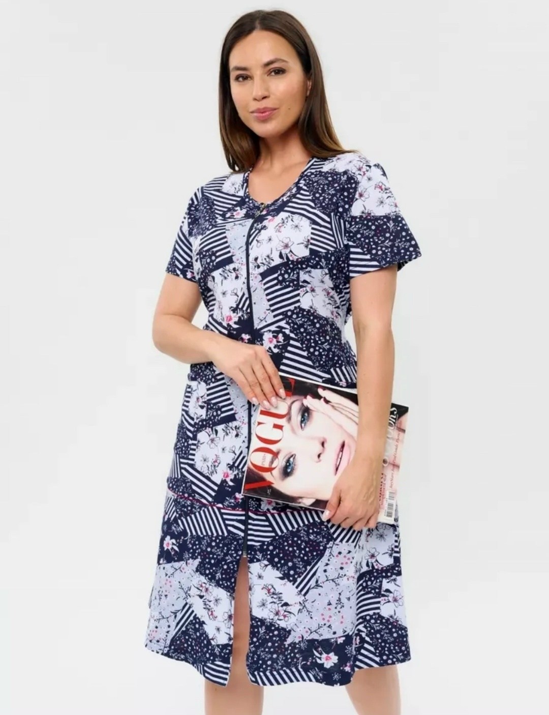 халат женский,халат женский хлопок,халат женский домашний,халат женский домашний на молнии большие размеры,халат 6903 натали