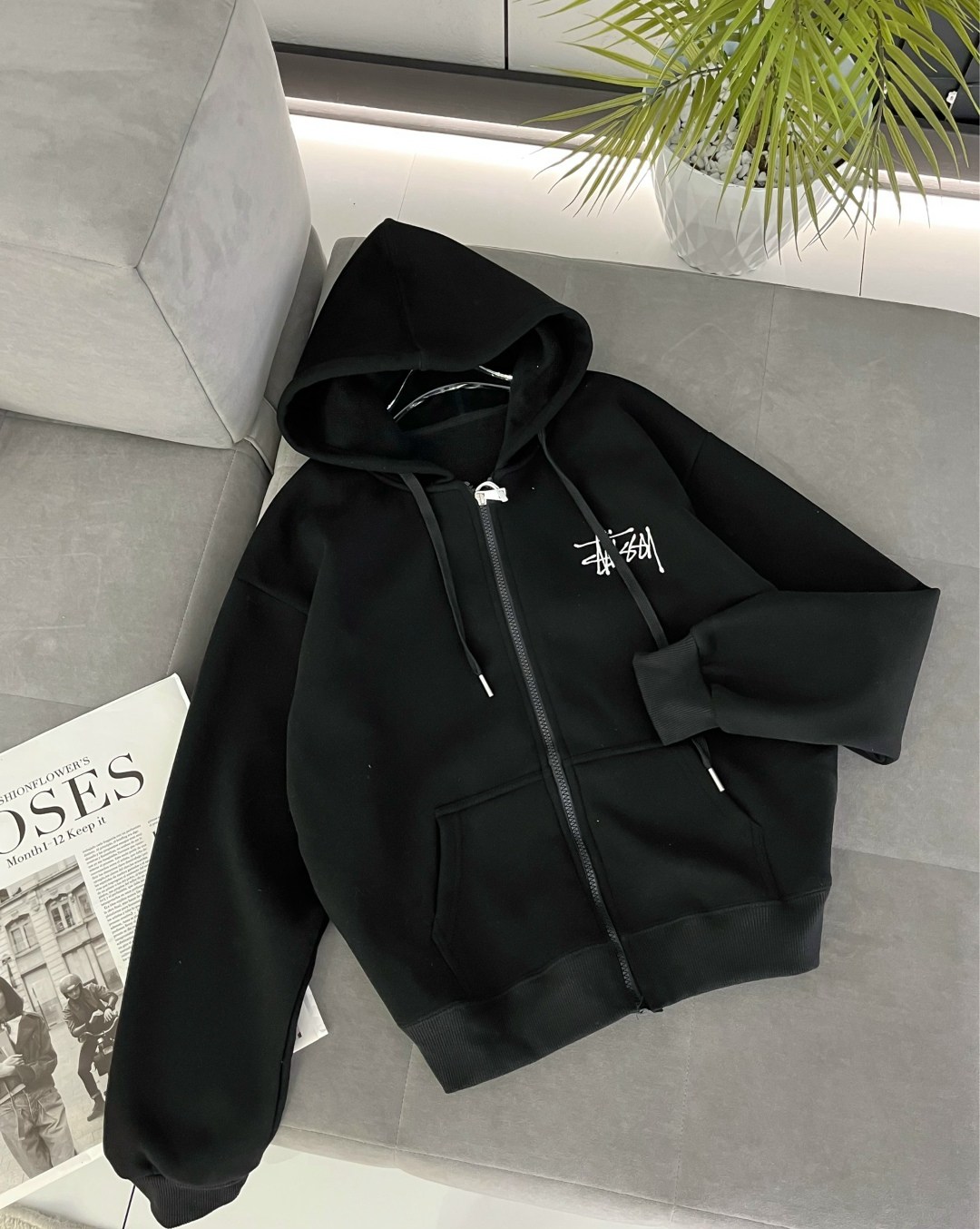 зип худи stussy,толстовка stussy,худи серое,stussy basic stussy zip hoodie,толстовка с капюшоном