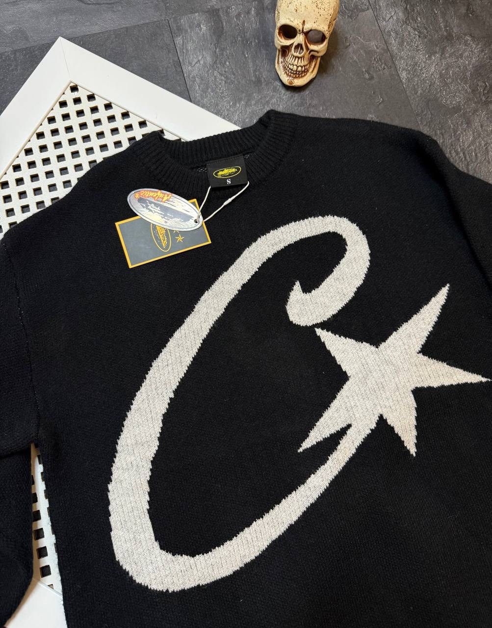 кофта мужской,свитер,свитер с принтом,свитер corteiz,вязаный свитшот