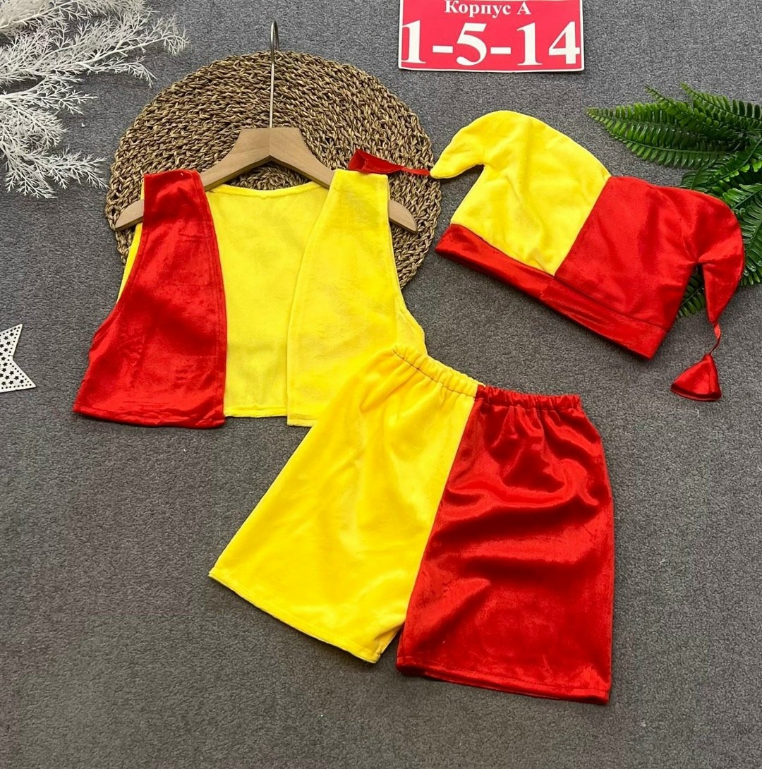 карнавальный костюм скоморох,карнавальный костюм буратино,костюм скоморох,костюм петрушки детский,костюм петрушки скомороха батик