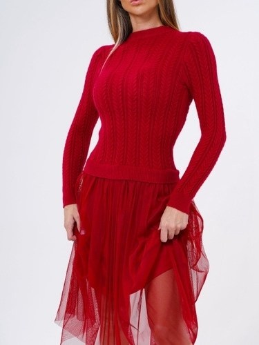 платье с трикотажным верхом,платье трикотажное с фатиновой юбкой,серое платье с фатином,трикотажное платье с фатином,платье вязаное