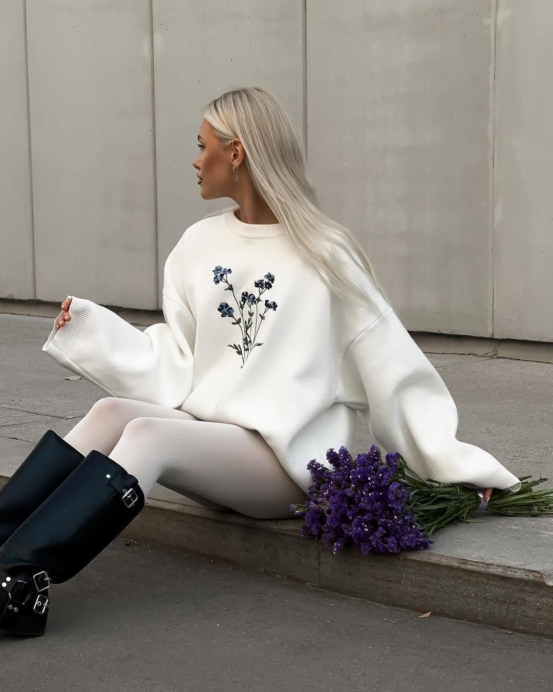 джемпер с вышивкой,свитер с вышивкой,свитшот оверсайз женский,повседневный свитшот,стильный свитшот
