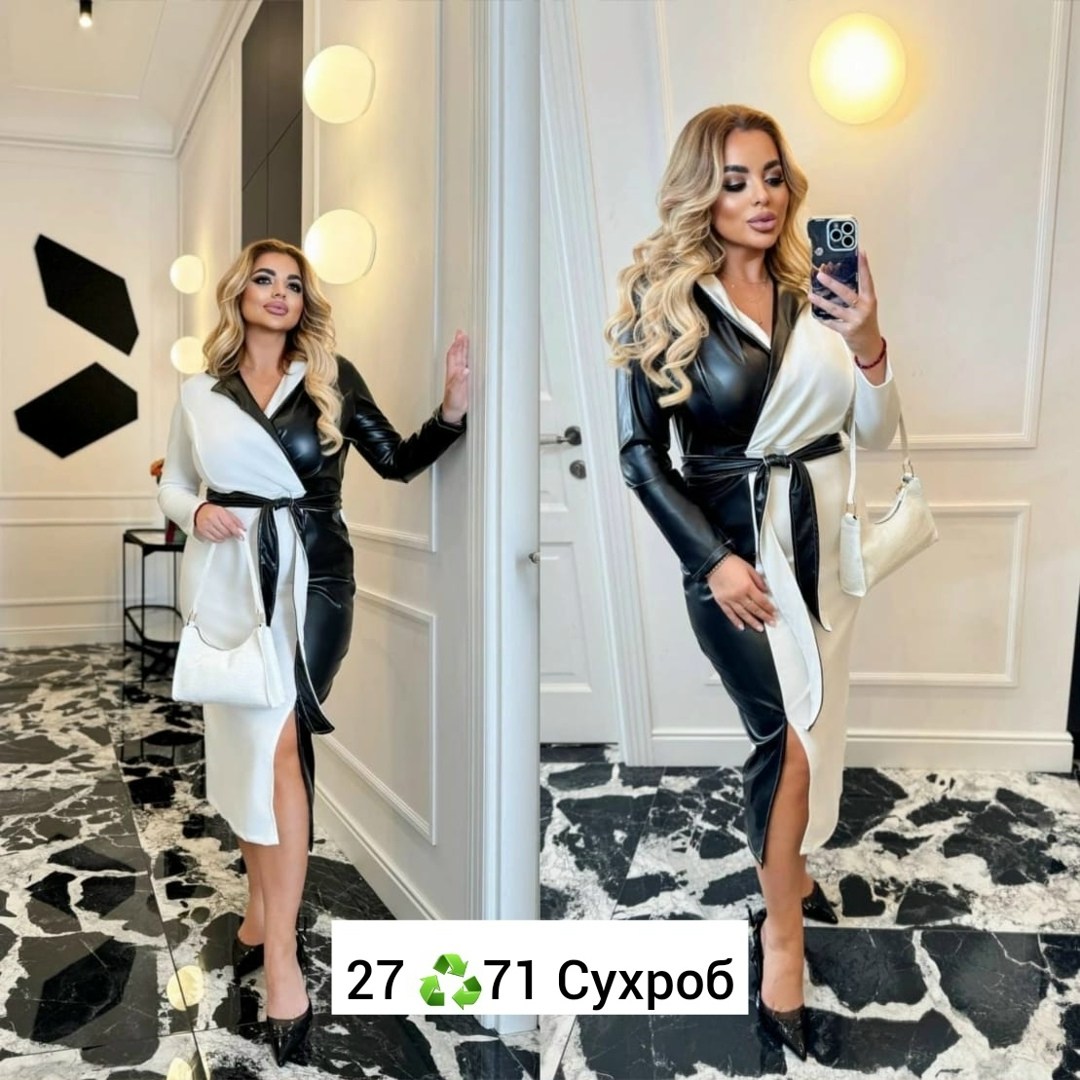 платье из экокожи,платье кардиган,стильное платье,платье с кожаными вставками,платье с поясом