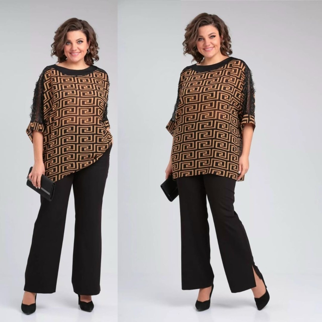 из белоруссии,брючный комплект,брючный костюм для полных,женский брючный костюм,комплект брючный michel chic 1364 черный