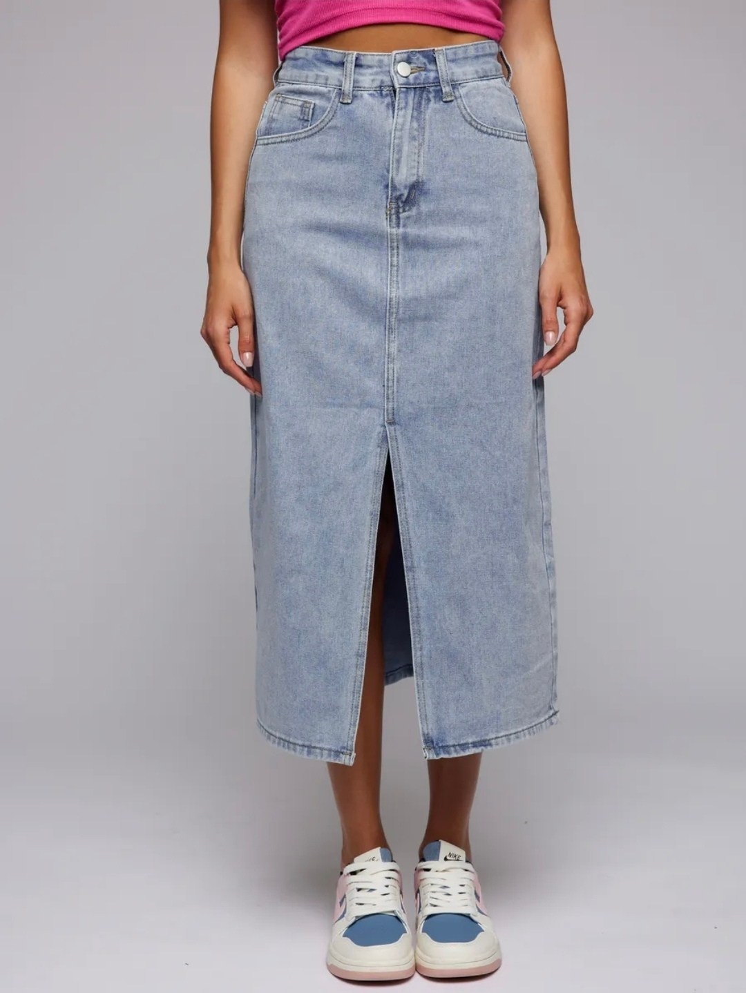 юбка джинсовая миди,юбка джинсовая миди с разрезом спереди на,юбка джинсовая миди с разрезам,джинсовая юбка,юбка женская джинсовая миди