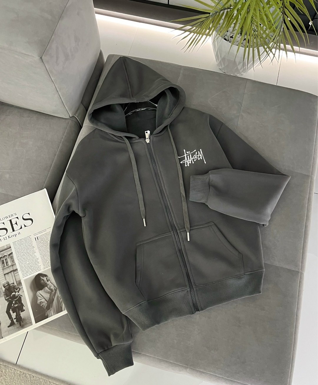 зип худи stussy,толстовка stussy,худи серое,stussy basic stussy zip hoodie,толстовка с капюшоном