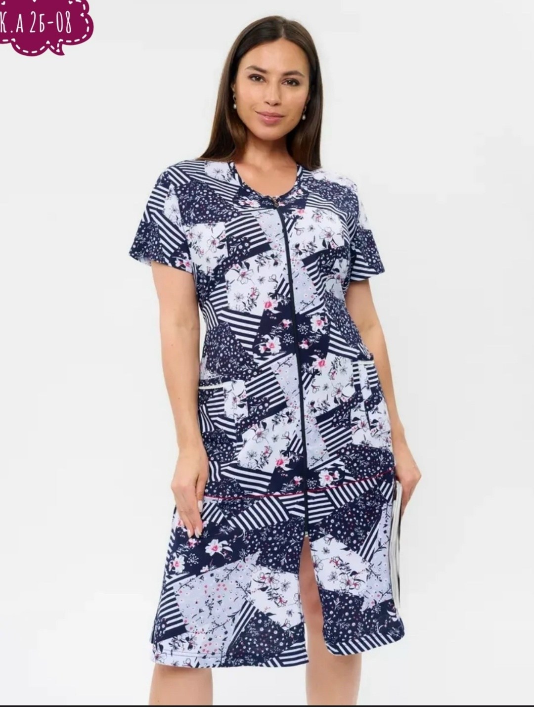 халат женский,халат женский хлопок,халат женский домашний,халат женский домашний на молнии большие размеры,халат 6903 натали