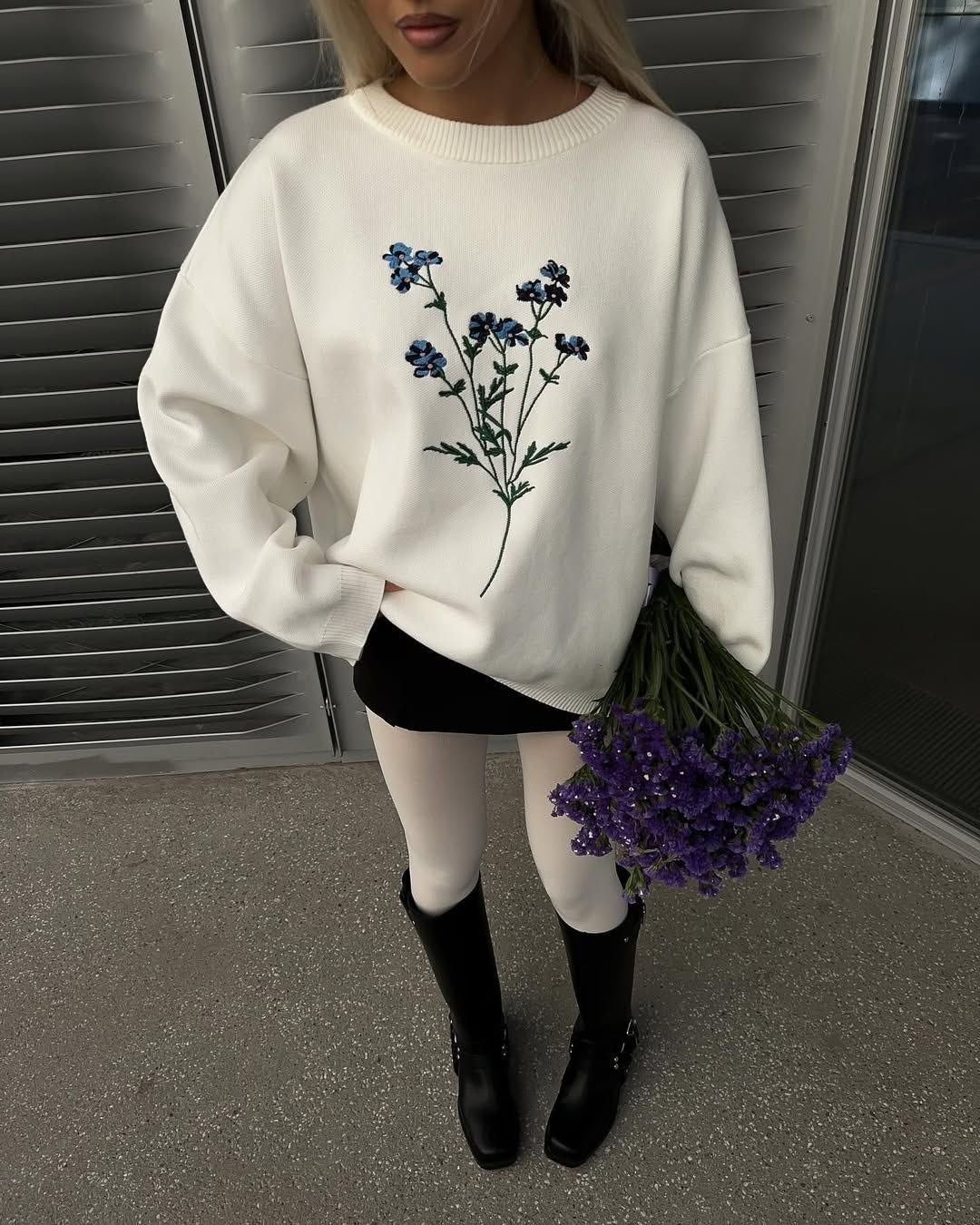 джемпер с вышивкой,свитер с вышивкой,свитшот оверсайз женский,повседневный свитшот,стильный свитшот