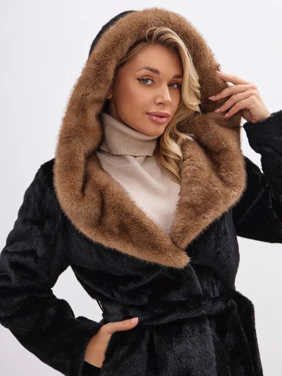 шуба искусственная под норку,шуба из эко меха под норку,норковая шуба с капюшоном,эко шуба,эко шуба под норку