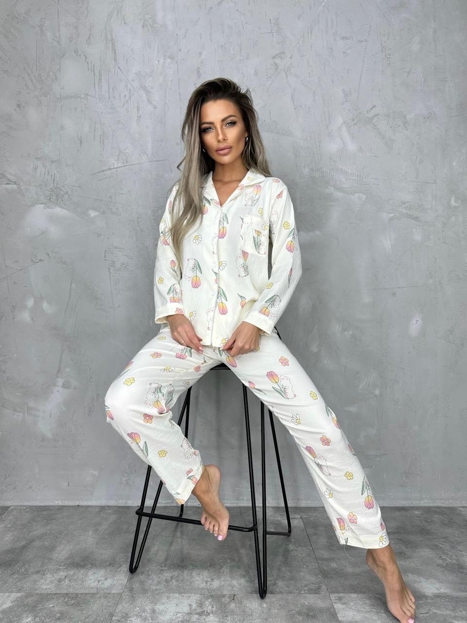 муслиновая пижама со штанами и рубашкой,пижама белая,пижама домашний костюм,пижама женская,женская домашняя пижама