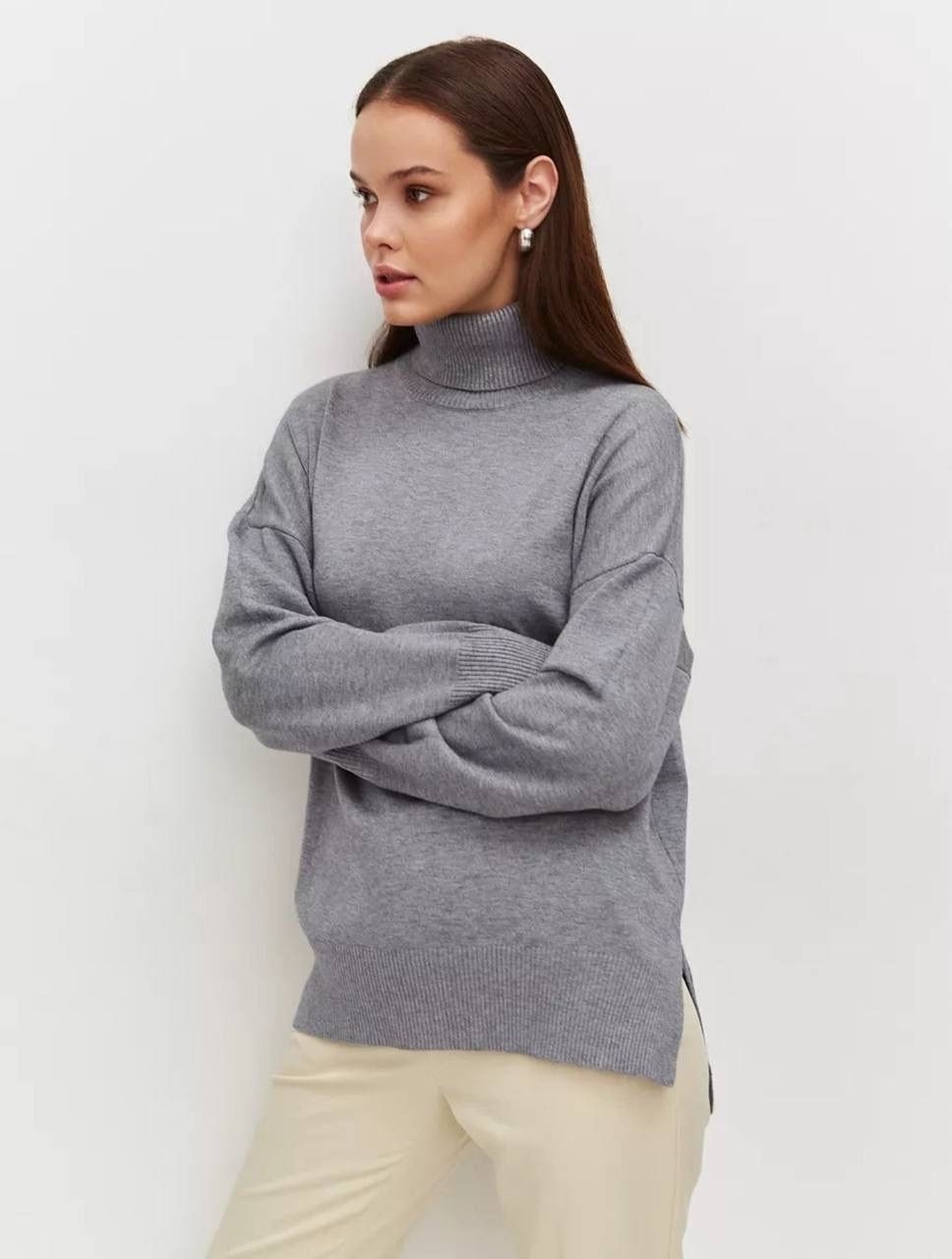 серый свитер женский,джемпер серый,свитер базовый,серый свитер,свитер с высоким воротом