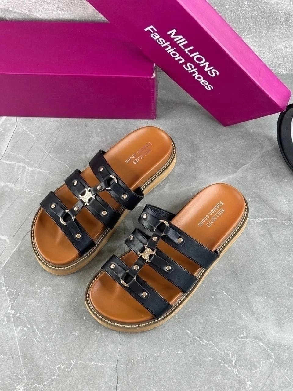 шлепанцы celine,шлепки celine,шлепанцы женские,кожаные шлепанцы,