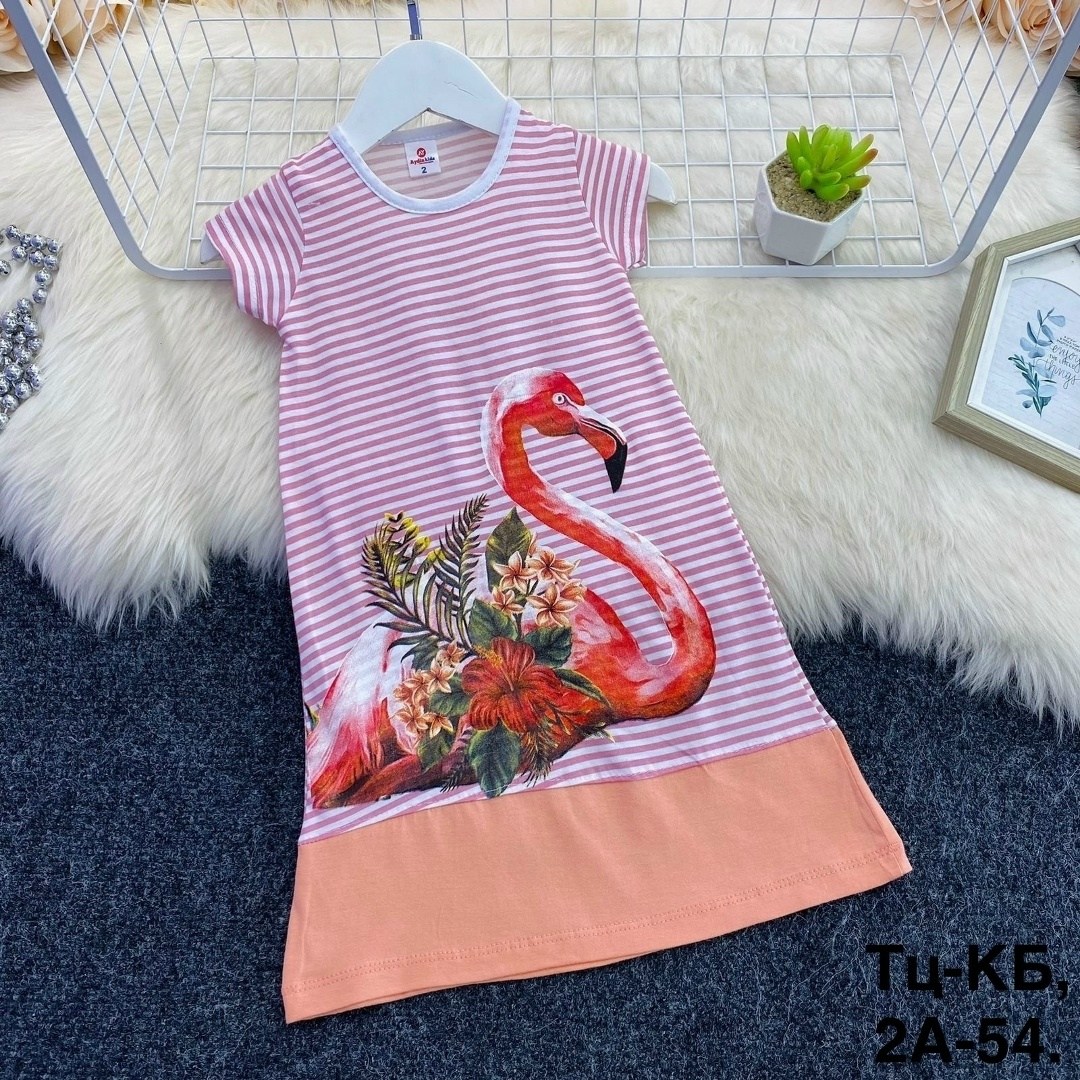 платье с фламинго для девочки,детское платье с фламинго,платье для девочек,детские летние платья,детская платье
