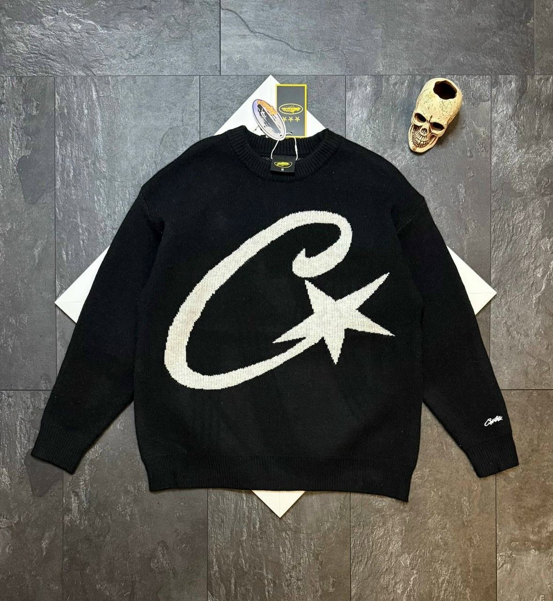 кофта мужской,свитер,свитер с принтом,свитер corteiz,вязаный свитшот