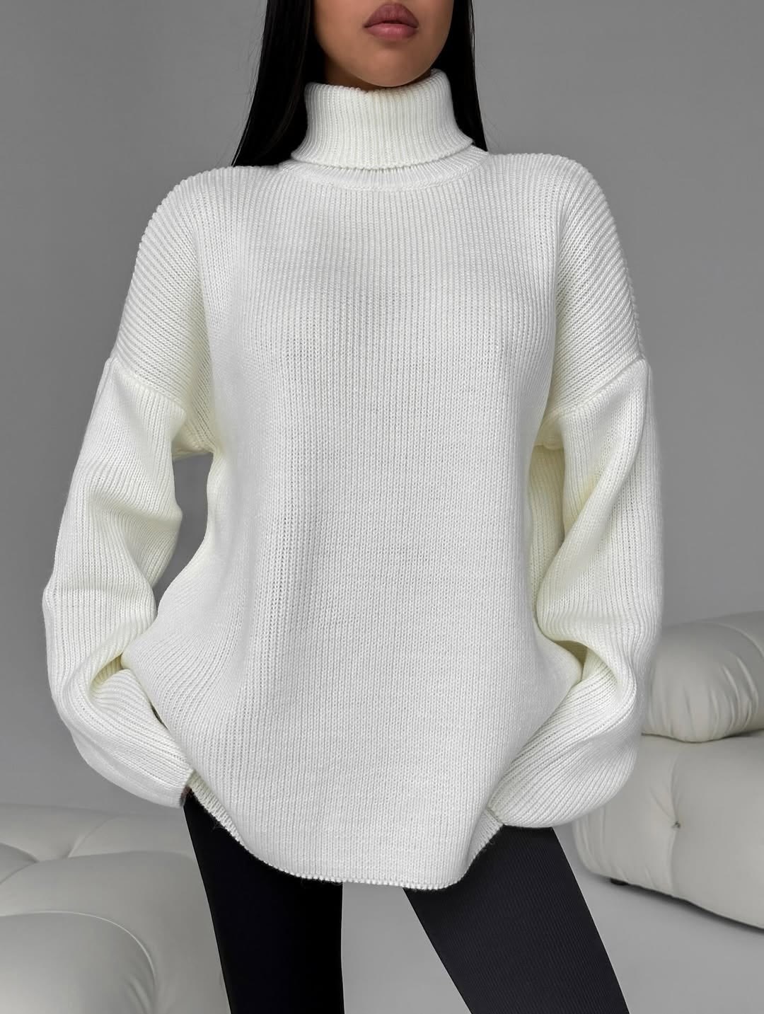 свитер удлиненная,свитер,свитера вязаные,свитер с высоким воротом,свитер оверсайз вязаный с горлом