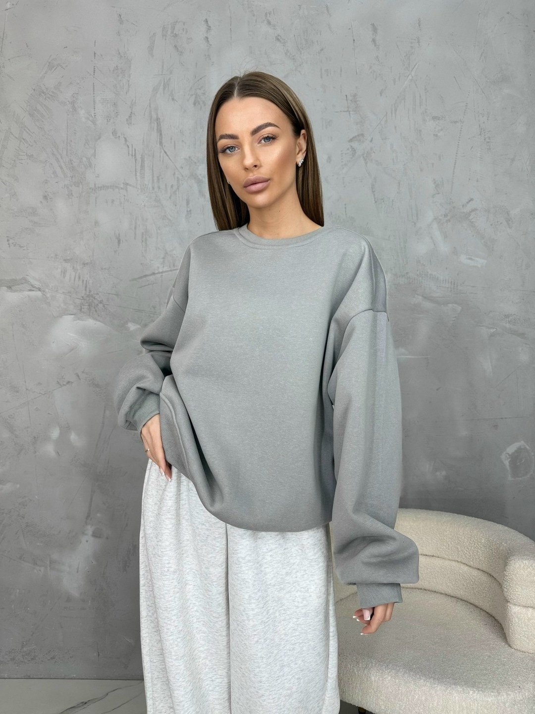 серый свитшот,свитшот женская,костюм оверсайз,свитшот оверсайз,костюмы спортивные оверсайз