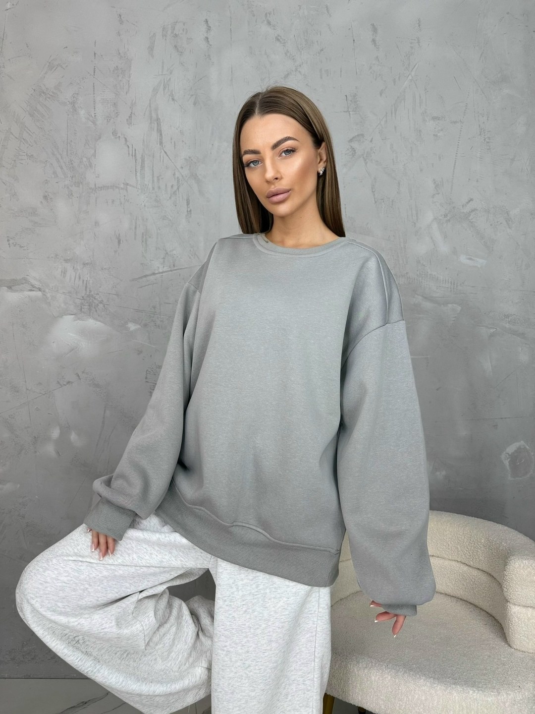 серый свитшот,свитшот женская,костюм оверсайз,свитшот оверсайз,костюмы спортивные оверсайз