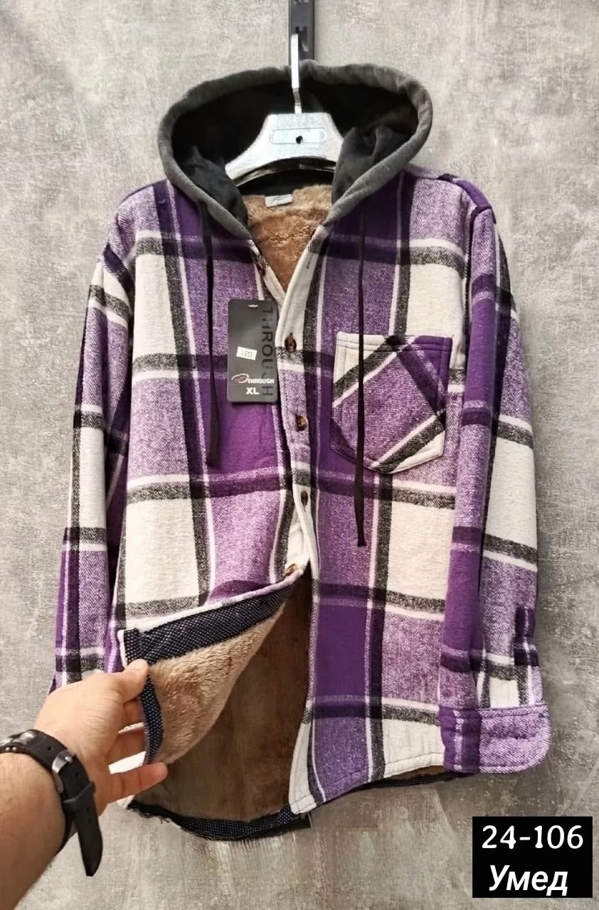 рубашка с капюшоном,рубашка в клетку с капюшоном,теплая рубашка,рубашка мужская с капюшоном,рубашка на меху