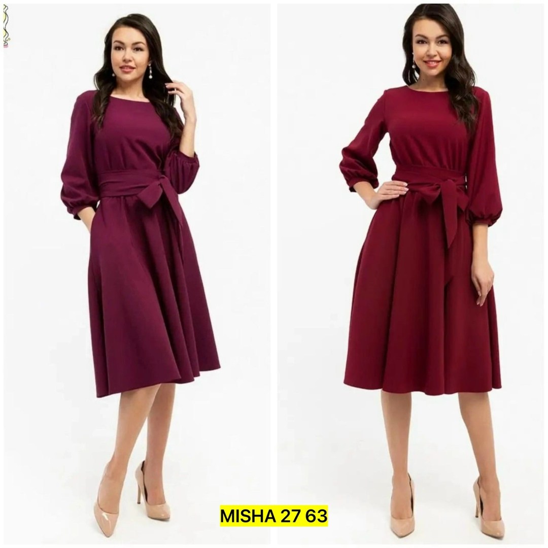 платье средней длины,бордовое платье,платье с поясом,платье миди женское,платье стильное