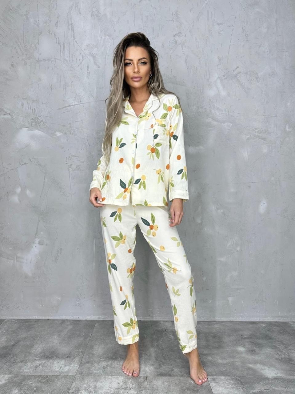 муслиновая пижама со штанами и рубашкой,пижама белая,пижама домашний костюм,пижама женская,женская домашняя пижама