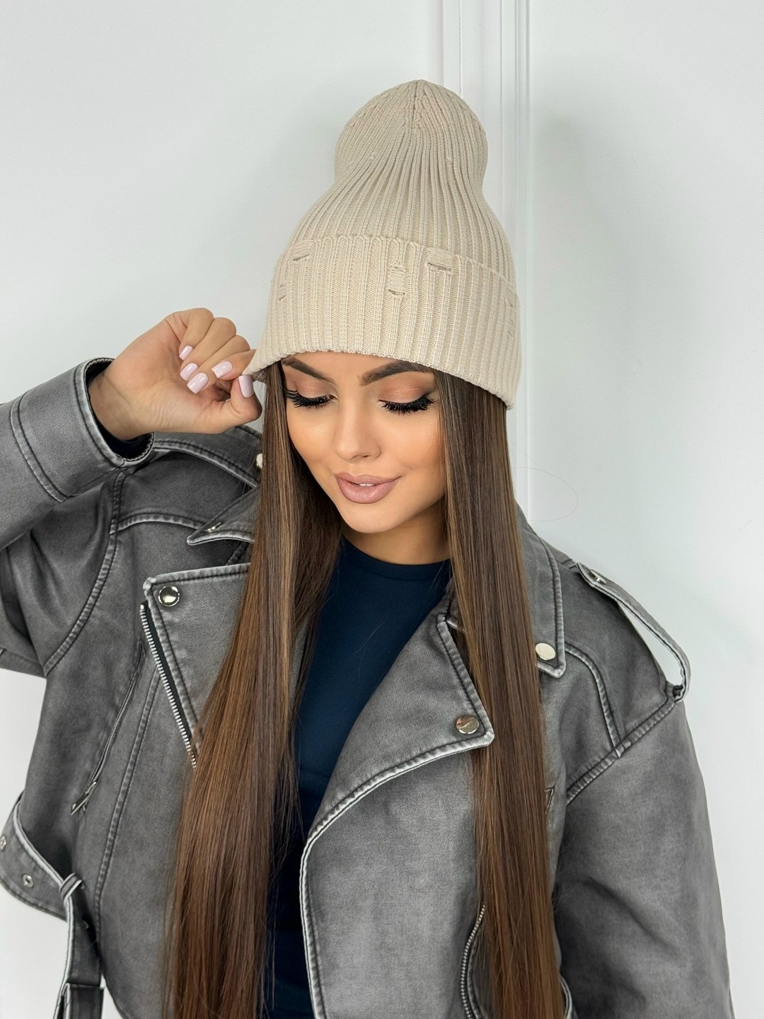 шапка женская бини,шапка женская,шапка бини,шапка для женщин,шапка женская с отворотом