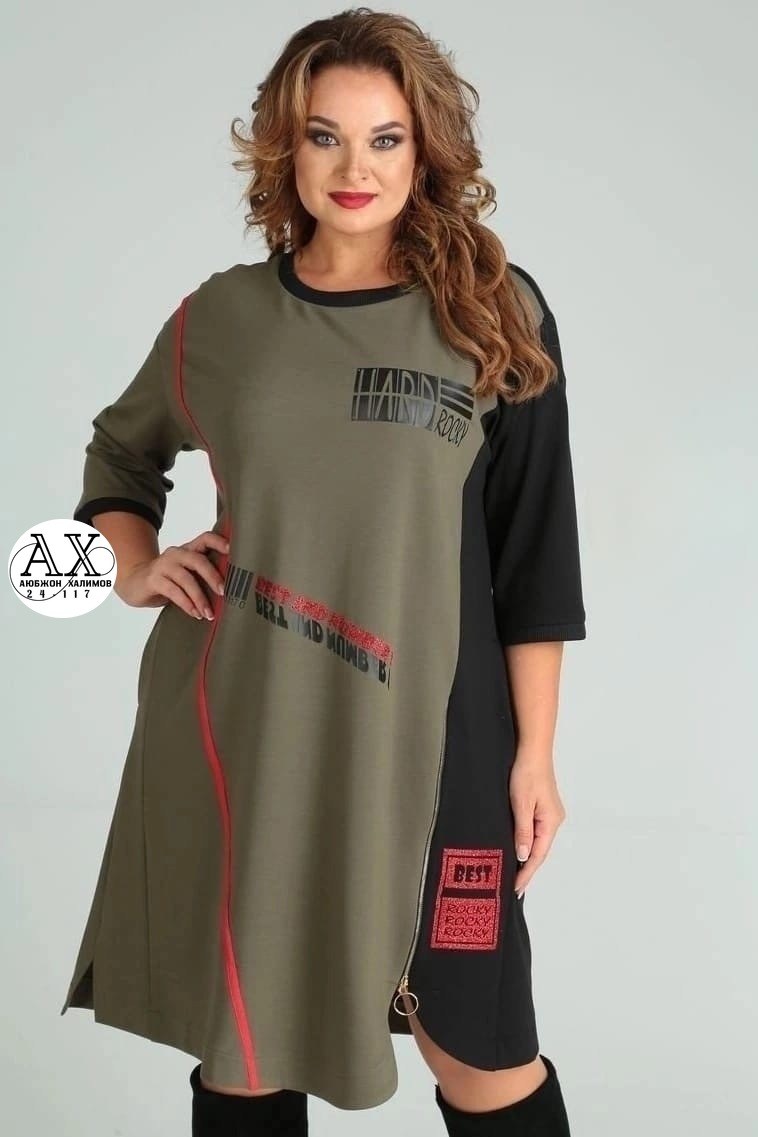 платье женская,трикотажное женское платье,платье sandyna 13628 хаки,платье туника,белорусские платья