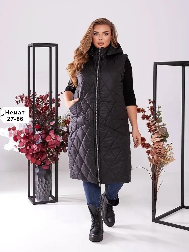 жилет на синтепоне,демисезонная жилетка,жилетка удлиненная,жилетка на синтепоне,жилет больших размеров стеганый