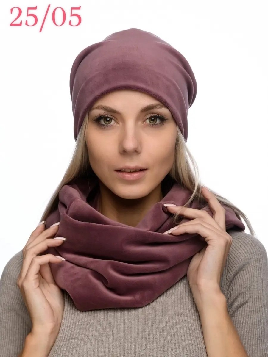 комплект велюровый,комплект шапки,велюровая шапка,комплект шапка снуд,женский комплект шапка