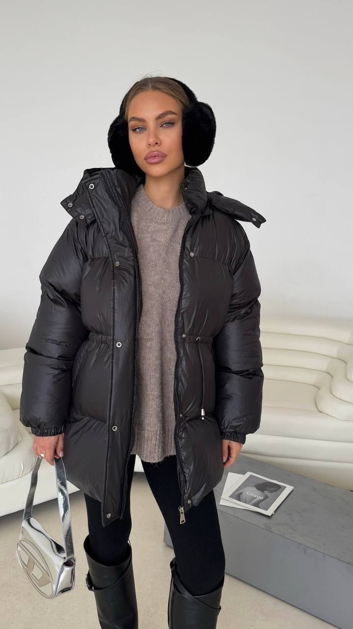 пуховик,пуховик черный,куртка пуховик,пуховик с поясом,куртка с поясом