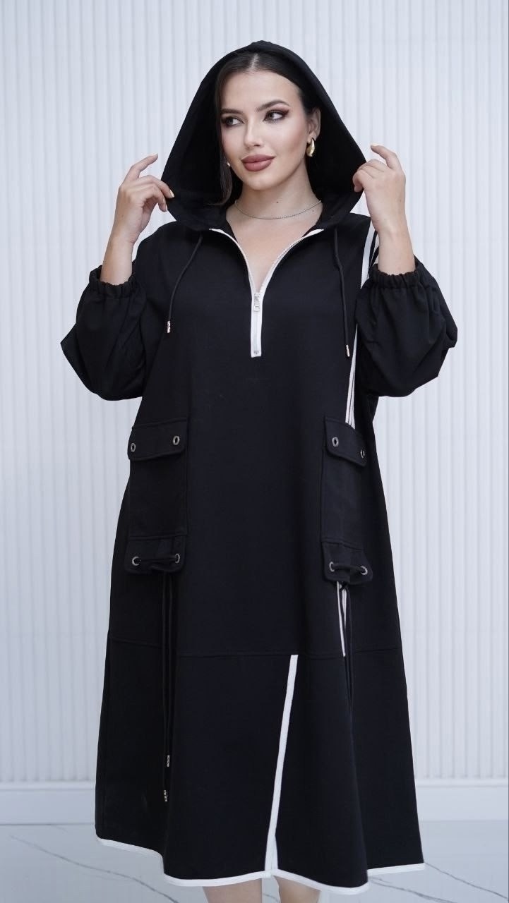 одежда 64 размера для женщин,спортивное платье,спортивное платье с капюшоном,платье с капюшоном,платье женские