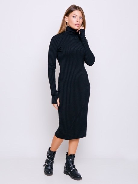 трикотажное платье миди,вязаное платье миди,платье миди с длинными рукавами,платье с высоким воротником,вязаное платье