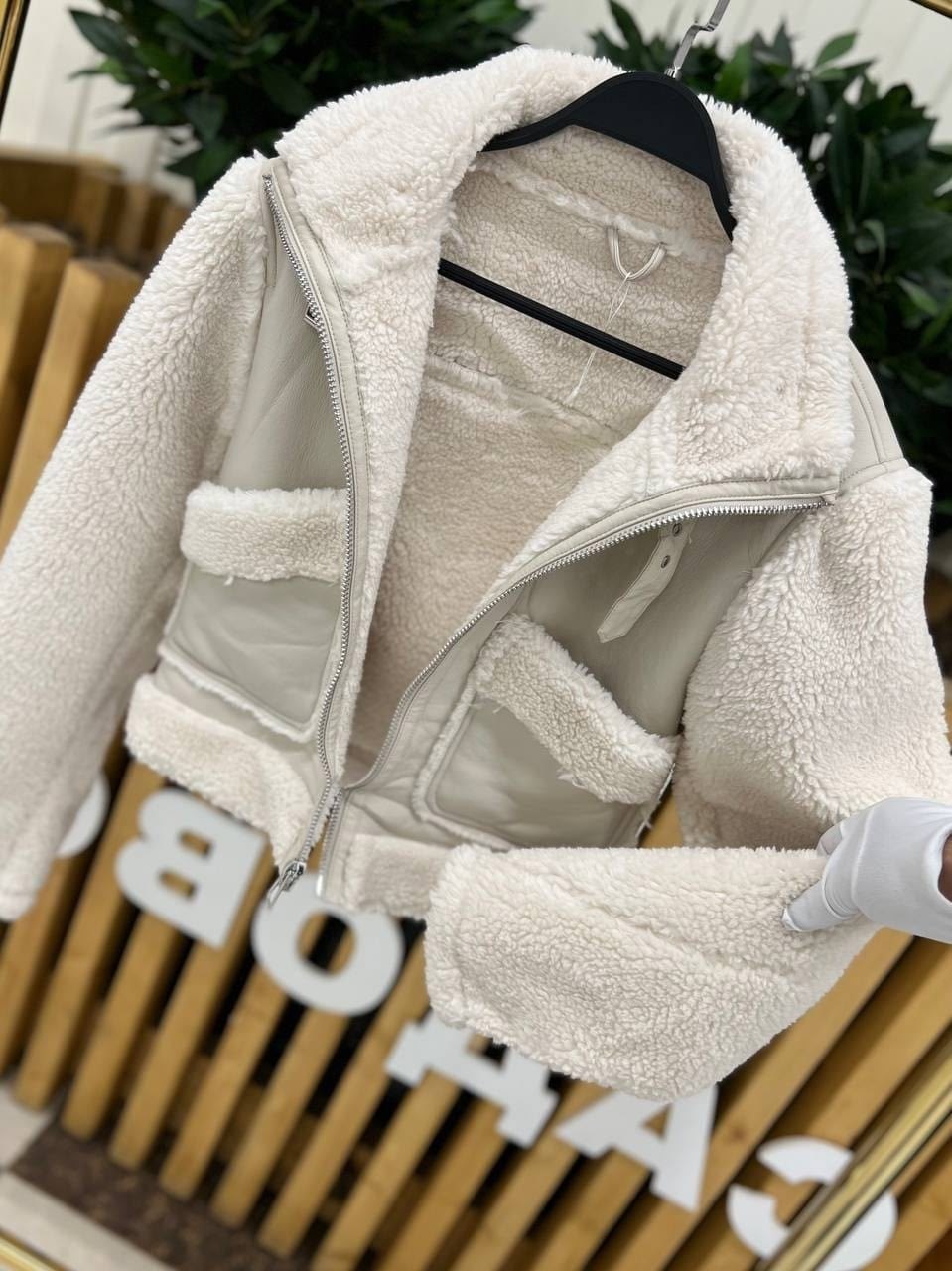 дубленка женская,дубленка укороченная,повседневная куртка,белая дубленка,дубленка авиатор