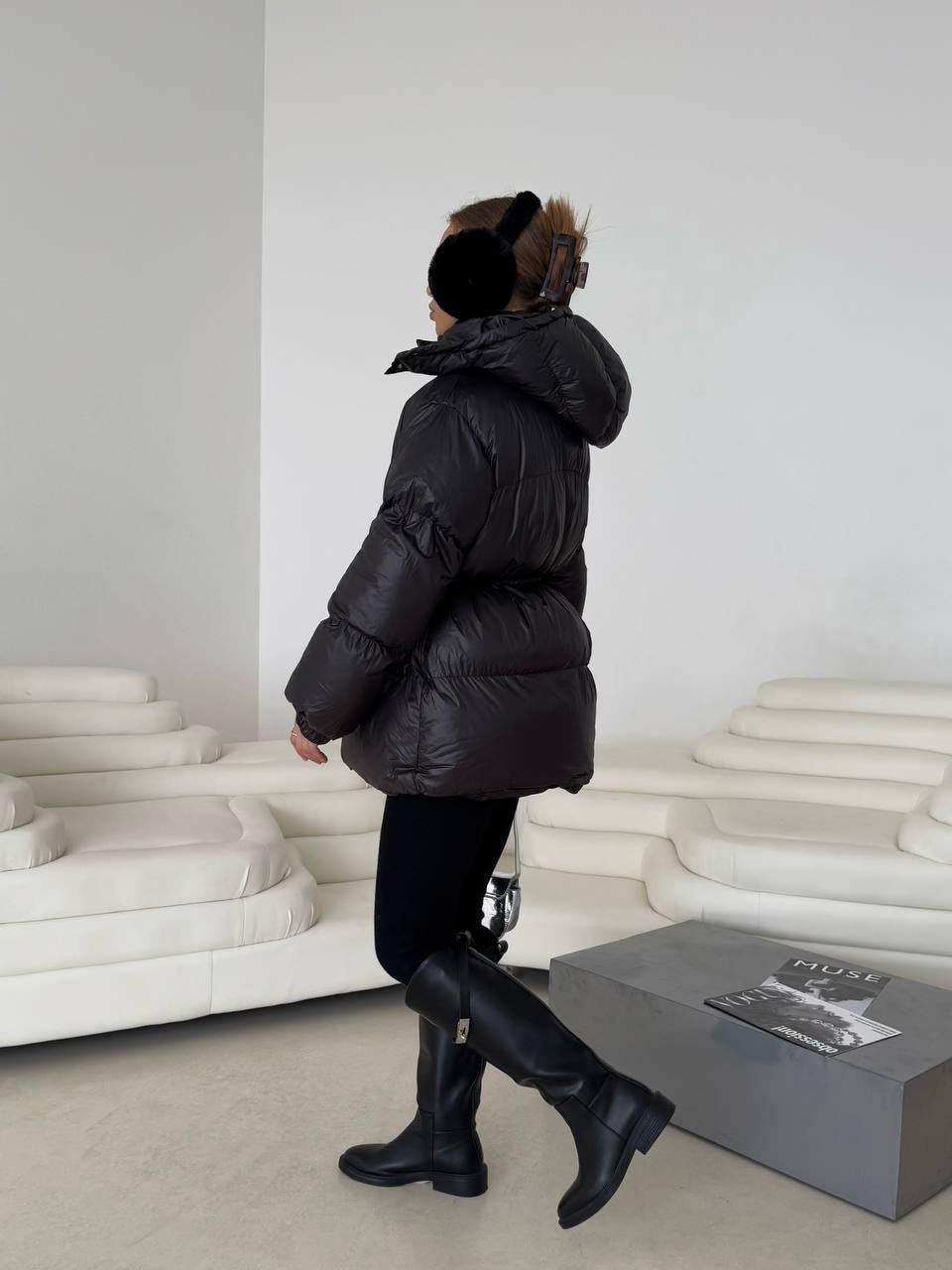 пуховик,пуховик черный,куртка пуховик,пуховик с поясом,куртка с поясом