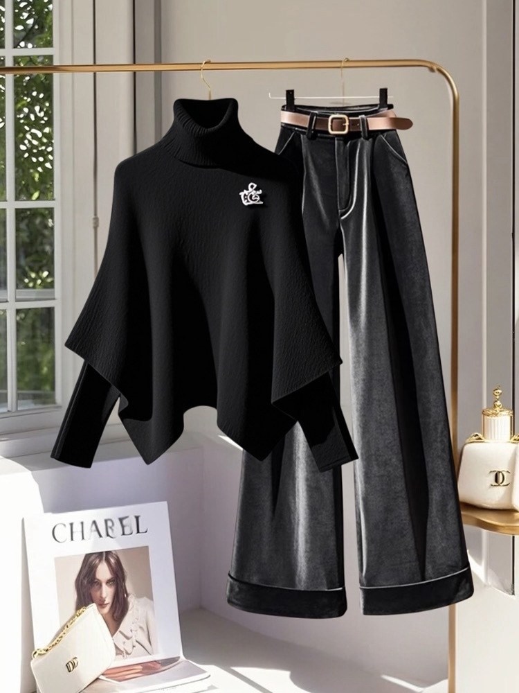 брюки комплект,свитер и брюки,трикотажные костюмы,широкие брюки