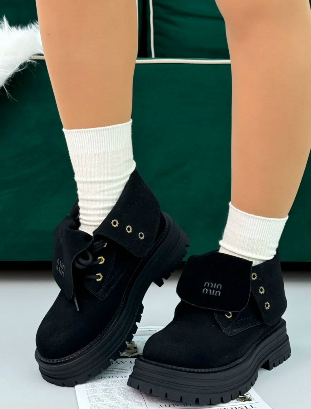 ,женские ботинки,ботинки miu miu,ботинки замшевые, женская