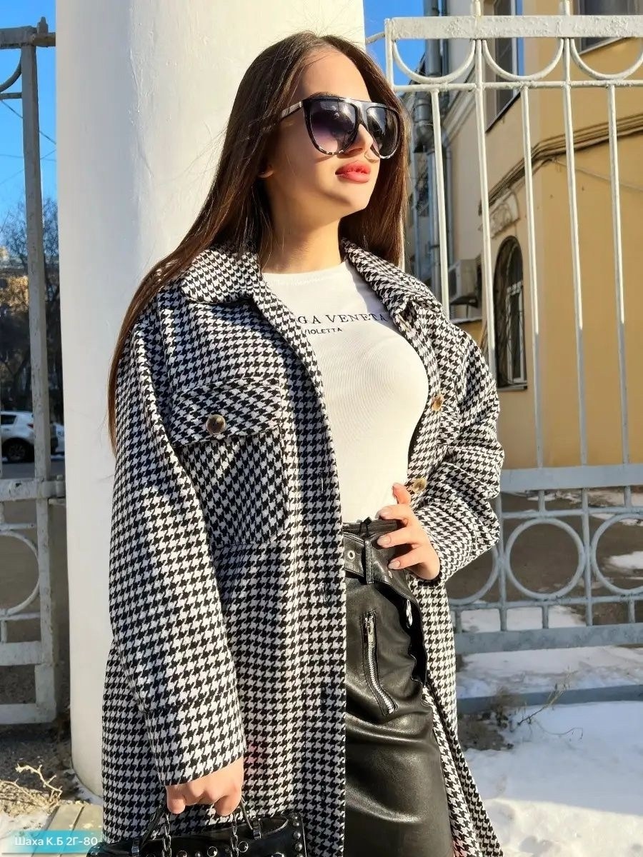 пальто гусиная лапка,пальто в клетку,стильное пальто,пальто модное,пальто свободного кроя