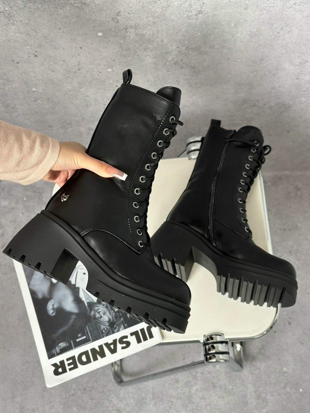 ботинки женские,,ботинки женские на шнуровке на платформе высокие,модные ботинки, женская зимняя