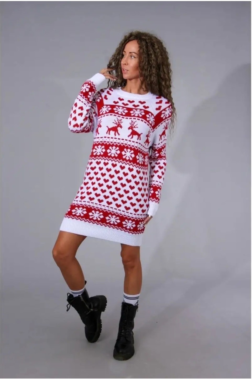 туника новогодняя,туника вязаная с оленями,туника вязаная,новогодние свитера,джемпер новогодний