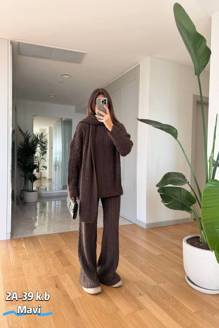 вязаный костюм женский,вязаные костюмы,теплый костюм,повседневный вязаный костюм