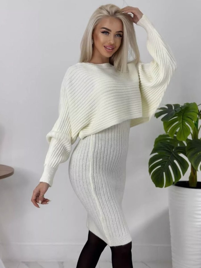 костюм платье и свитер теплый,вязаные костюмы,трикотажное теплое платье,костюм трикотажный двойка платье с кофтой лапша,костюм из трикотажа лапша